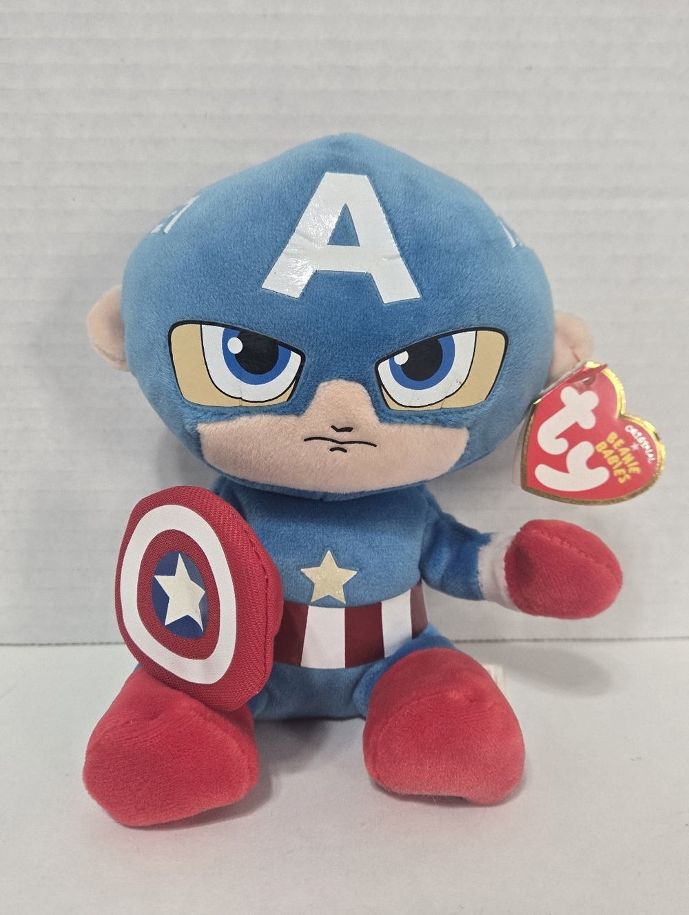 Ty Beanie Baby MARVEL Captain America Plush 7" Avengers Superhero Toy WITH TAGS